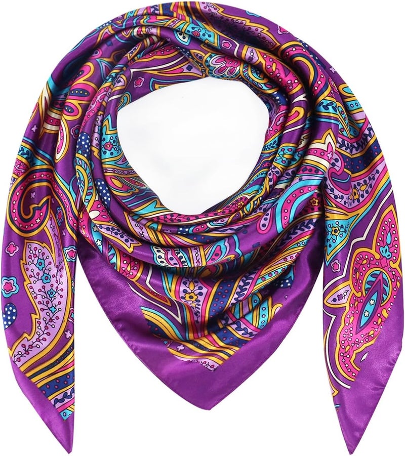 vimate 35" Square Silk Like Head Scarf - Women's Fashion Silk Feeling Scarf for Hair Wrapping and Sleeping at Night. - Image 2